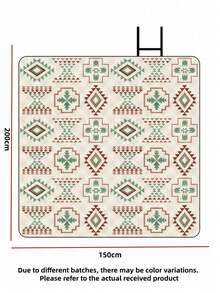 Selimut Piknik Lipat Motif Geometris Klasik, Tikar Luar Ruangan Portabel Tahan Air dan Pasir untuk Perjalanan, Taman, dan Halaman Rumput - MultiWarna - View 10