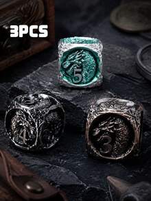 Metal Dragon Head D6 Dice, Elemental Dragon 6-Sided Dice, Tabletop RPG Board Game Accessory, Unique Collectible Game Dice Gift - Multicolor - View 10