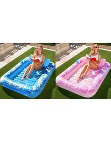 Adult Inflatable Sunbathing Pool Float Bed,Extra Large Size, With Built-In Pillow And Cup Holder, 4-In-1 Many Style... Sunbathing Float, Water Leisure Lounge Chair, Also Can Be Used As Inflatable Ball Pit, Extra Large Gold - Promotional Price - View 20