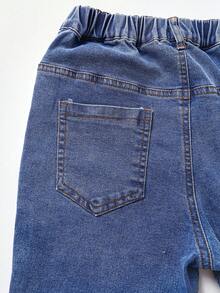 SHEIN TWEEN GIRLS 青少年女孩牛仔褲，復古水洗色，街頭時尚，水洗磨損效果，喇叭褲腿款，百搭時尚新品，彈性舒適優質棉牛仔面料，喇叭褲腿款，日常百搭搭配T恤、衛衣，適合日常出行、上學、通勤、聚會，夏季牛仔街頭風首選，夏季新品 - 中等水洗藍 - 查看 5