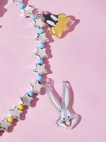 LOONEY TUNES X SHEIN 時尚可愛卡通狗壓克力手工串珠手機鍊 手機掛繩 手機吊飾 - 彩色 - 查看 5