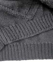 SHEIN LUNE Plus Size Solid Color Long Sleeve Simple Short Casual Sweater Dress, Winter Fall Cloth For Women Autumn - Grey - View 7