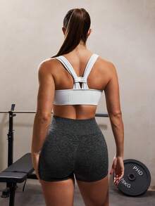 Solea Cove Solea Cove Solid Color Ultra Short Seamless Sports Tank Top - Grey - View 5
