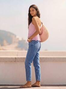 CAJUNI Women's Sweet Vacation Button Embroidered Hollow Out Camisole - Pink - View 7