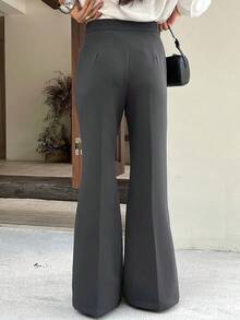 DAZY Pantalones acampanados de unicolor versátiles y de moda para ir al trabajo - Gris Oscuro - Ver 2
