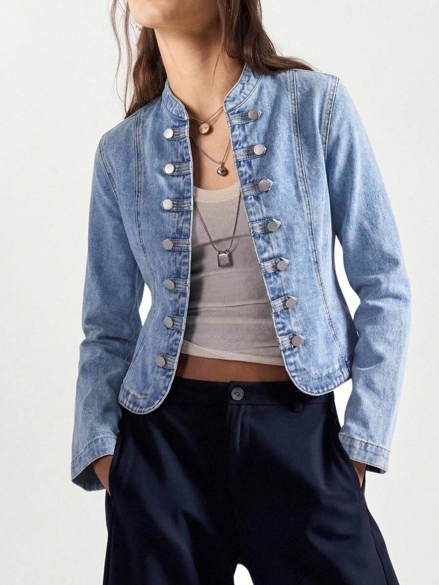 Bohemela Women's Casual Loose Long Sleeve Denim Jacket Autumn