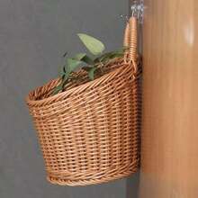 Vintage Style Wall Hanging Kitchen Storage Basket - Multi-Functional Hanging Organizer Basket With Hooks, Suitable For Condiments, Cooking Utensils, Spices - Space-Saving Rustic Style Decorative For Cabinet, Pantry, Small Kitchen - Mocha Brown - View 6