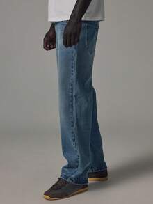 Musero Mid Denim Wash Regular Fit Jeans Silver Hardwear Brown Leather Patch Detail Spring Summer Essentials - Blue - View 7