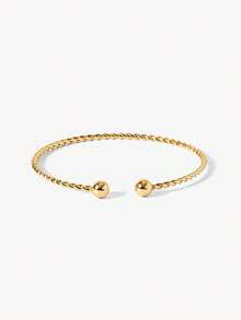 Opalesca 12pcs Fashion Metal Textured Heart Shape Bangle Bracelet Set, Boho Adjustable Layered Wristband, Suitable For Daily & Party Wear - Gold - View 4