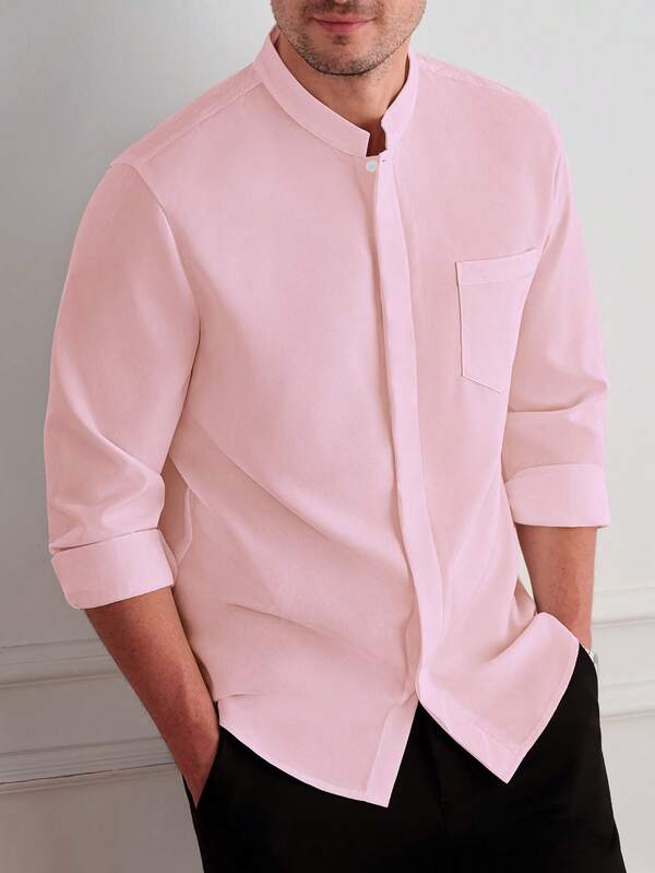 Core Aspect Men's Casual Versatile Solid Color Shirt