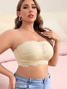 Nora Wilde 1pc Lace Strapless Bandeau Bra Plus Size - Apricot - View 6