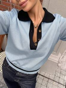DAZY Women's Colorblock Pullover Sweater Fall - Green - View 5