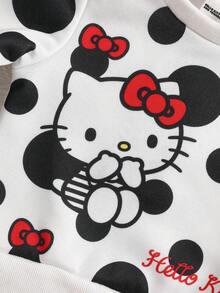 HELLO KITTY AND FRIENDS | SHEIN 3件組 女嬰主題印花長袖圓領抓絨運動衫，休閒日常穿著，適合秋冬 - 彩色 - 查看 8