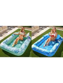 Adult Inflatable Sunbathing Pool Float Bed,Extra Large Size, With Built-In Pillow And Cup Holder, 4-In-1 Many Style... Sunbathing Float, Water Leisure Lounge Chair, Also Can Be Used As Inflatable Ball Pit, Extra Large Gold - Promotional Price - View 17