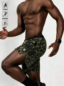 Acti Log Men's Leopard Print Athletic Shorts - Multicolor - View 1