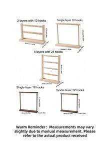 1pc Walnut Color Multi-Function Display Rack, Key Holder Rack, Wooden Jewelry Organizer, Small Accessory Hanger, Bracelet & Earring Display Stand, Essential For Back To School Season, Room Decor - Multicolor - View 2