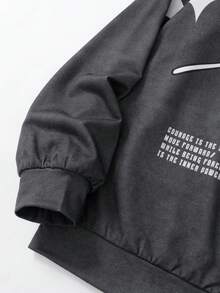 SHEIN 青少年男孩嘻哈時尚字母印花長袖秋季運動衫 - 彩色 - 查看 6