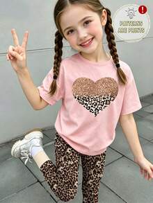 盲盒 5 件隨機 1 件春夏服飾，休閒時尚創意個性清新簡約亮面豹紋愛心圖案印花夏季款 - 彩色 - 查看 3