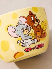 TOM & JERRY X Joivida 1個 X Joivida 陶瓷碗，亮黃色配兩個 S 型起司可愛圖案，裝飾性水果碗，適用於居家廚房、餐廳、客廳，適合放零食、糖果、甜點、沙拉、收納、蛋糕盤，適合婚禮、宴會、生日的甜美禮物 - 彩色 - 查看 6