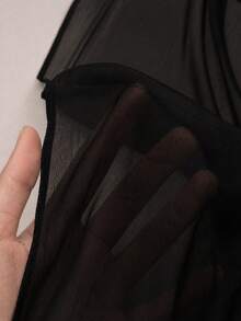 NU&NOW Plus Size Fashionable Mesh V-Neck Bodycon Mini Dress, Sexy Elegant Style Halloween Party Cocktail Black Summer - Black - View 9