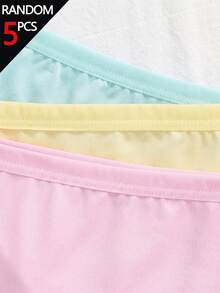 SHEIN 5pcs Random Assorted Girls Toddler Young Girl Simple Fashion Candy Color Multi-Color Combination Daily Comfortable Soft Triangle Underwear - Multicolor - View 5