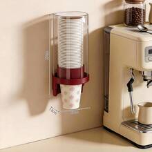 Disposable Cup Holder With Cup Extractor, No Drilling Required, Suitable For Home Storage, Commercial Coffee Shops, Bar Counters, And Wall-Mounted Use For Restaurant Paper Cups. - Red - View 11
