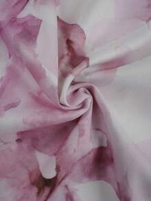 Yasmyna Abito lungo a maniche lunghe con stampa digitale intrecciata rosa, con bordo in pizzo bianco, silhouette a vita stretta e linea ad A, elegante stile romantico arabo, adatto per primavera/estate - Rosa - Visualizzare 12