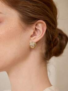 MOTF PREMIUM Anting-anting wanita berkilau kristal safir - Emas - View 4