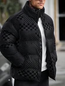 Norleigh Men's Winter Fashion Checkerboard Jacket - Black - View 6