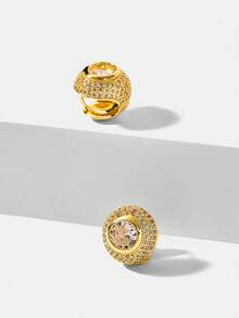 MOTF PREMIUM Anting-anting wanita berkilau kristal safir - Emas - View 7