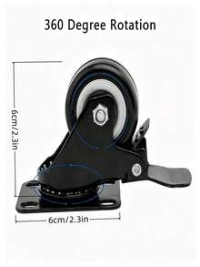 4Pcs Heavy Duty Casters, Silent Swivel & Fixed Wheels With Axle And Brake, Replacement Rollers For Hand Trolleys And Small Trailers - Black - View 3
