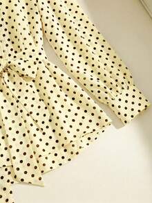 SHEIN Clasi 女款波點腰部繫帶休閒百搭日常穿著襯衫 - 黃色 - 查看 5
