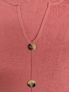 Linhara Blus Wanita Ukuran Plus dengan Detail Kerut dan Lengan Berlapis Ganda Warna Coral, Cocok untuk Brunch, Liburan, Musim Gugur, Kasual, Elegan, Gaya Boho, dan Formal. - Hot Pink - View 5