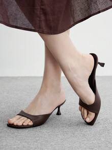 CUCCOO BIZCHIC Women's Square Toe With Low-Heeled Slippers, Elegant Open-Toed Sandals, Daily Casual Commuting Shoes Design High Heels - Brown - View 4