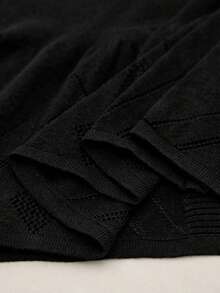 Graceveil Women's Autumn/Winter Casual Solid Color Bell Sleeve Sweater - Black - View 8