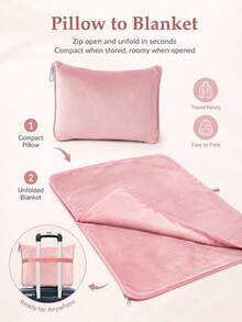 Travel Blanket And Pillow, Premium Soft, Multi-Purpose Travel Blanket, Relaxation Blanket, Includes Luggage Strap And Backpack Clip, Ideal For Various Travel Situations Like Car Trips And Air Travel, Gift - One Size Fits All - View 5