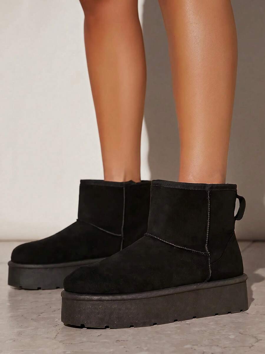 SHUZIA Women Fashion Boots Plain Slip on Fashionable - Hitam - View 1