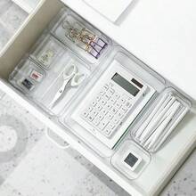 12件透明抽屜收納盒，化妝品收納盒，桌面分隔盒，適用於化妝品、辦公用品和雜物，適合女性的夏季禮物盒 - 透明 - 查看 7