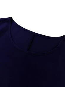 SHEIN Clasi 大码女式夏季优雅网眼拼布连衣裙 - 藏蓝色 - 查看 10