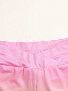 SHEIN 青少年女孩針織紮染立領開襟衫、背心與短褲3件式運動套裝 - 彩色 - 查看 9