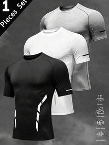 Gym Rark Men's Plus Size Short Sleeve Slim Fit Sports T-Shirt - Black - View 1