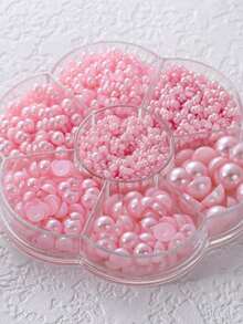 粉色珍珠美甲飾品 2000顆半圓珍珠 梅花盒裝 混尺寸 2-10mm 適用沙龍 DIY 美甲 3D 指甲飾品寶石裝飾用品 - 粉色 - 查看 5