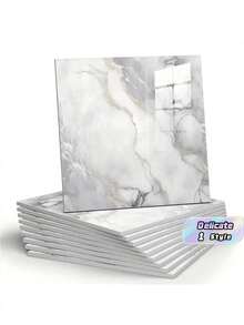 10 Pieces Of Anti-Marble Tiles Wallpaper-Easy To Paste And Remove, Easy To Tear And Paste, Anti-Pollution And High Temperature Resistance, Suitable For Kitchen And Bathroom Tile Stickers, Living Room Home - Multicolor - View 1