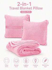 Travel Blanket And Pillow, Premium Soft, Multi-Purpose Travel Blanket, Relaxation Blanket, Includes Luggage Strap And Backpack Clip, Ideal For Various Travel Situations Like Car Trips And Air Travel, Gift - One Size Fits All - View 8