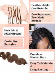 Boho Braids Feather Crochet Human Hair Honey Blonde #30 Body Wave Human Hair Extensions Pre Separated Knotless Handmade Crochet Hair For Braiding Pre Looped 16-22Inch - S30 - View 5