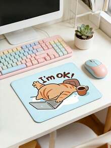 1PC Cute Working Cat Pattern Mouse Pad – Square & Round Desk Mat With Lock Edge, Non-Slip Rubber Base, HD Print, Gaming Office Use, Compatible PC/Laptop/Wireless Mouse - View 2