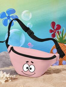 SpongeBob SquarePants | SHEIN 1 Pc Pink Starfish Cartoon Themed Polyester Fanny Pack, Lightweight Adjustable Waist Bag For Crossbody Use, Small Casual Sling Bag For Travel & Daily Use, Perfect Gift For Cartoon Fans - Pink - View 3