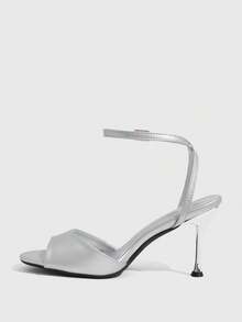 CUCCOO SZL Silver, Open-Toed High-Heeled Sandals, Elegant Royal Sister Style, Fine Heel With Women's Shoes - Silver - View 4
