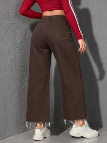 EMERY ROSE Jeans de mezclilla de pierna recta lavados casuales - Marrón - Ver 2