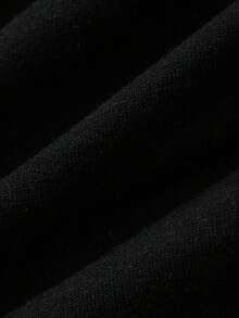 DAZY Black Spring/Autumn Thin Knit Fabric Men's T-Shirt With Letter Print On Chest And Back, White Decorative Stitching, Streetwear Style - Black - View 7